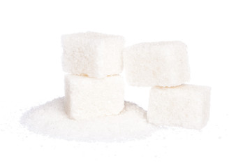 Fototapeta na wymiar Cubes of sugar isolated on white background