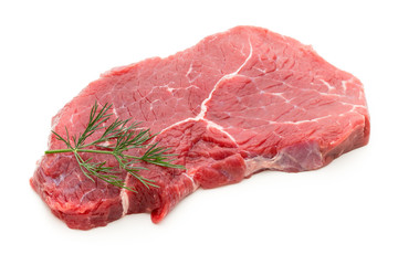 Fresh raw beef steak isolated on white.