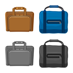 Isolated object of suitcase and baggage logo. Set of suitcase and journey stock vector illustration.
