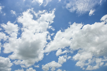 Blue sky white cloud white background. Beautiful sky and clouds in the afternoon.