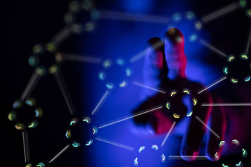 touching global network and data exchanges over the world 3D rendering