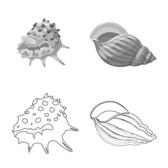 Vector design of animal and decoration logo. Collection of animal and ocean vector icon for stock.