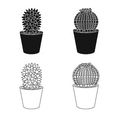 Isolated object of cactus and pot symbol. Set of cactus and cacti stock symbol for web.