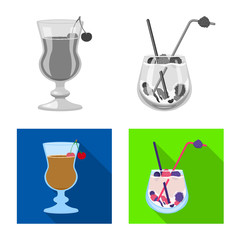 Isolated object of liquor and restaurant symbol. Set of liquor and ingredient stock vector illustration.