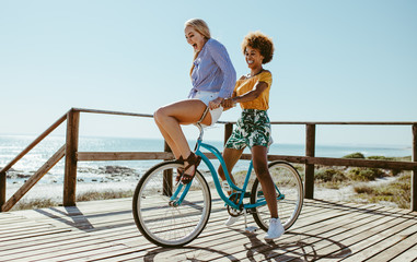 Friends going on a bike ride