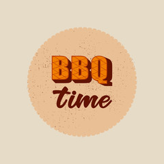 BBQ time - lettering badge design. Vector illustration.
