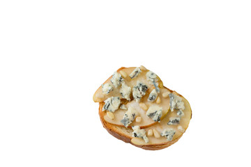 Sandwich with blue cheese and pears.