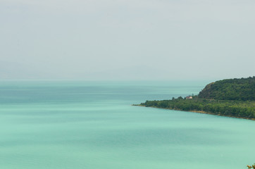 beautiful view to lake and island in Sevan city Armenia