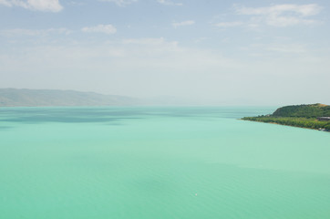 beautiful view to lake and mountains in Sevan city Armenia