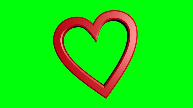 two cute red hearts moving on green mate. Big heart and little heart. Valentines day or weddings movie. Night club announcement. 3d render