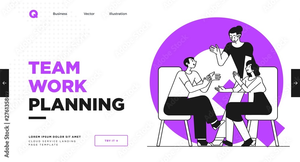 Poster presentation slide template or landing page website design. business concept illustrations. modern f