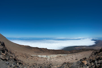 View from Teide vulcano on the clouds, Tenerife, Spain