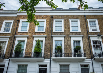 Close up of upmarket London townhouses
