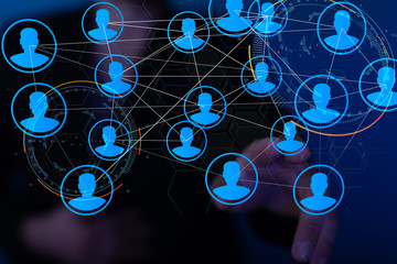 Lines connected with dots as social communication concept