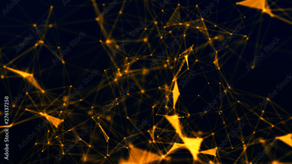 Poster blurry abstract 3d abstract background gold network concept . future backgroundtechnology concept. 3
