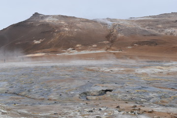 The famous smoking lava field Hverir in Myvatn, Iceland