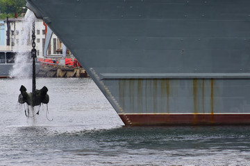 Big ship hauling up the anchor.