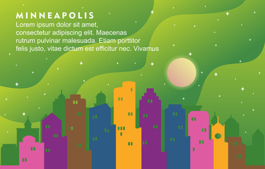 Minneapolis Minnesota City Building Cityscape Skyline Dynamic Background Illustration