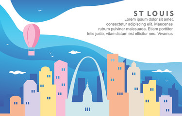 St Louis Missouri City Building Cityscape Skyline Dynamic Background Illustration - obrazy, fototapety, plakaty