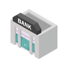 Isometric vector image of a bank building