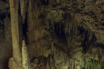 stalactites and stalagmites in the Large Azish Cave of Adygea