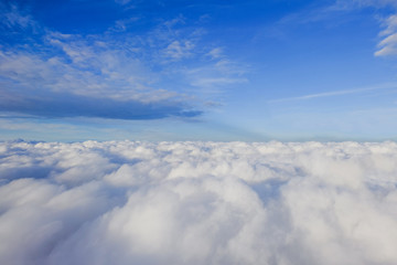 Blue sky background with clouds.
