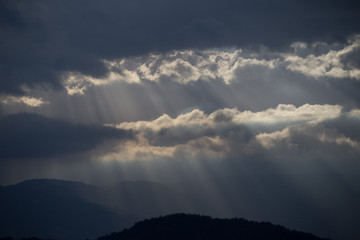 light diffusion through the clouds in spring morning