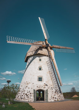 Old wildmill building, summer sunny day, Latvia, Vidzeme