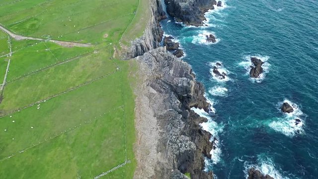 Flying towards Rathlin O'Birne island in County Donegal, Irleand