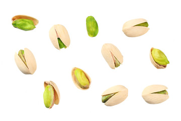 pistachio isolated on the white background. top view