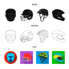 Vector illustration of helmet and sport sign. Set of helmet and moto stock vector illustration.