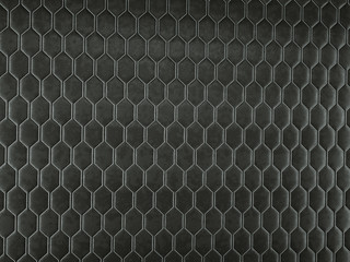 Leather stitched hexagon or honecomb black shiny texture