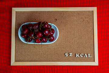 a series of calorie products cherries 52 kcal per 100 grams