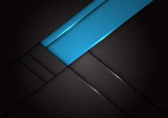 Abstract blue label overlap on dark grey metallic design modern futuristic background vector illustration.