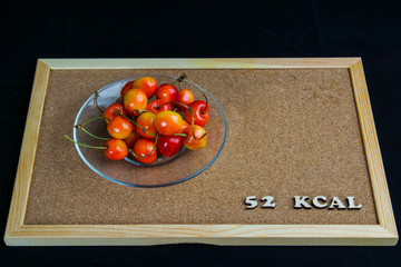 a series of calorie products yellow cherry 52 kcal per 100 grams