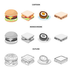 Vector design of sandwich and wrap logo. Set of sandwich and lunch stock symbol for web.