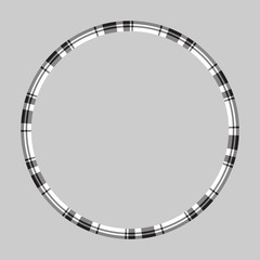 Round frame vector vintage pattern design template. Circle border designs plaid fabric texture. Scottish tartan background for collage art, gif card, handmade crafts.