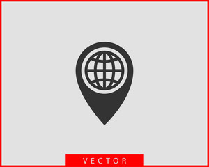 Earth globe vector icon symbol world map.