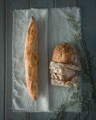 Bread lies on the table