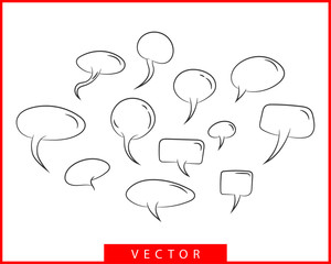 Set talk bubbles speech vector. Blank empty bubble icon design elements. Chat on line symbol template. Collection dialogue balloon stickers silhouette.
