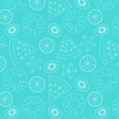 summer fruits seamless background vector