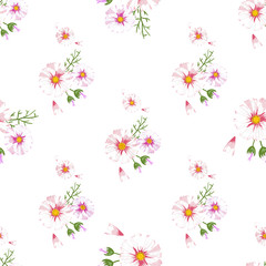 Field of white chamomile, great design for any purposes. Abstract bouquet design. Retro style.