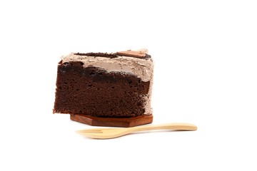 Cake made from cocoa fruit and chocolate milk isolate on white