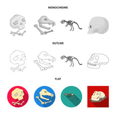 Vector design of skeleton and character symbol. Set of skeleton and halloween stock vector illustration.