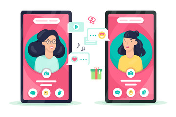 Mobile phone with person avatar on the screen