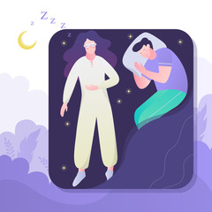 Woman sleep. Person rest in the bed on the pillow