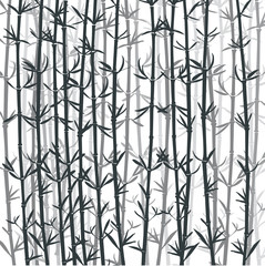 Bamboo forest background. Black and white bamboo forest with leaves
