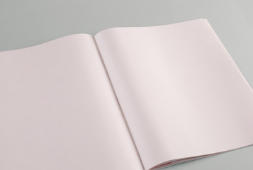 Magasine opened pages template mockup against a gray background