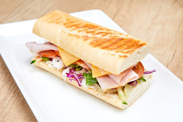 sandwich with ham and vegetables