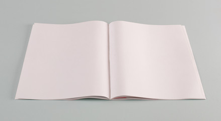 Magasine opened pages template mockup against a gray background